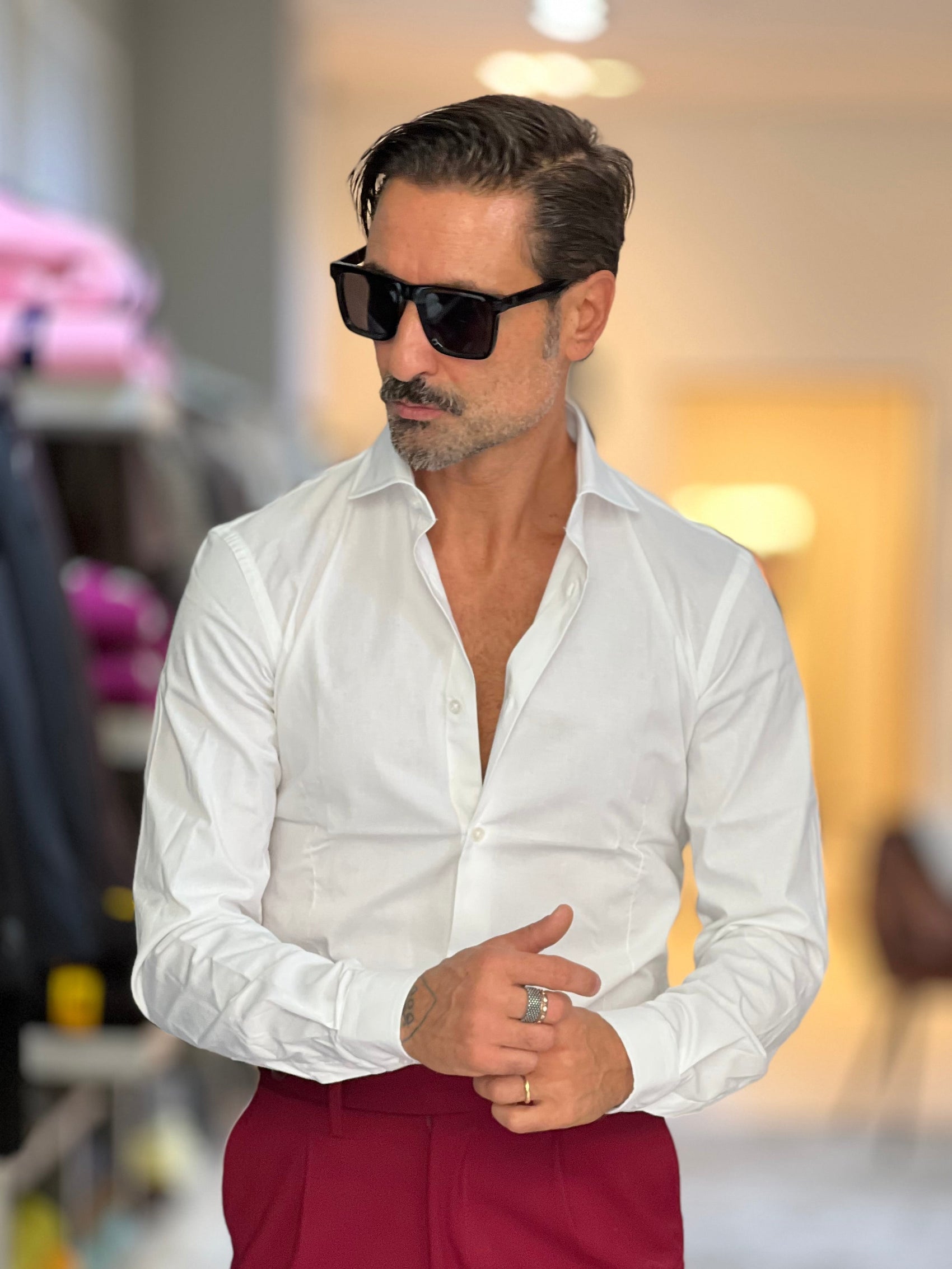 *CAMICIA BIANCA POPELINE DI COTONE STRECH