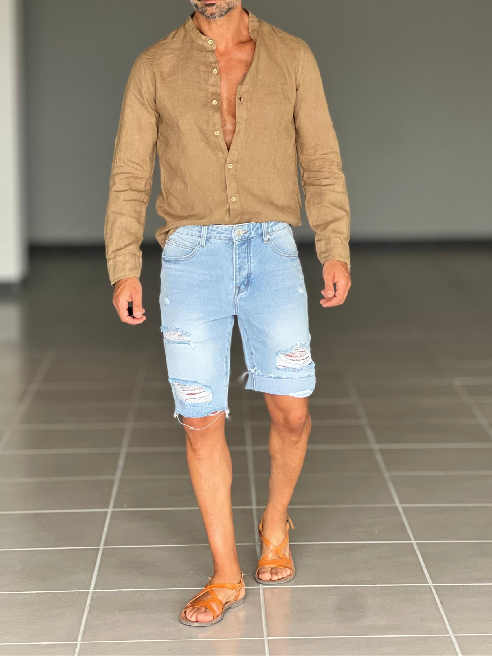 BERMUDA DENIM CHIARO ROTTURE