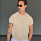 MAGLIA FELPA BEIGE  MEZZA MANICA