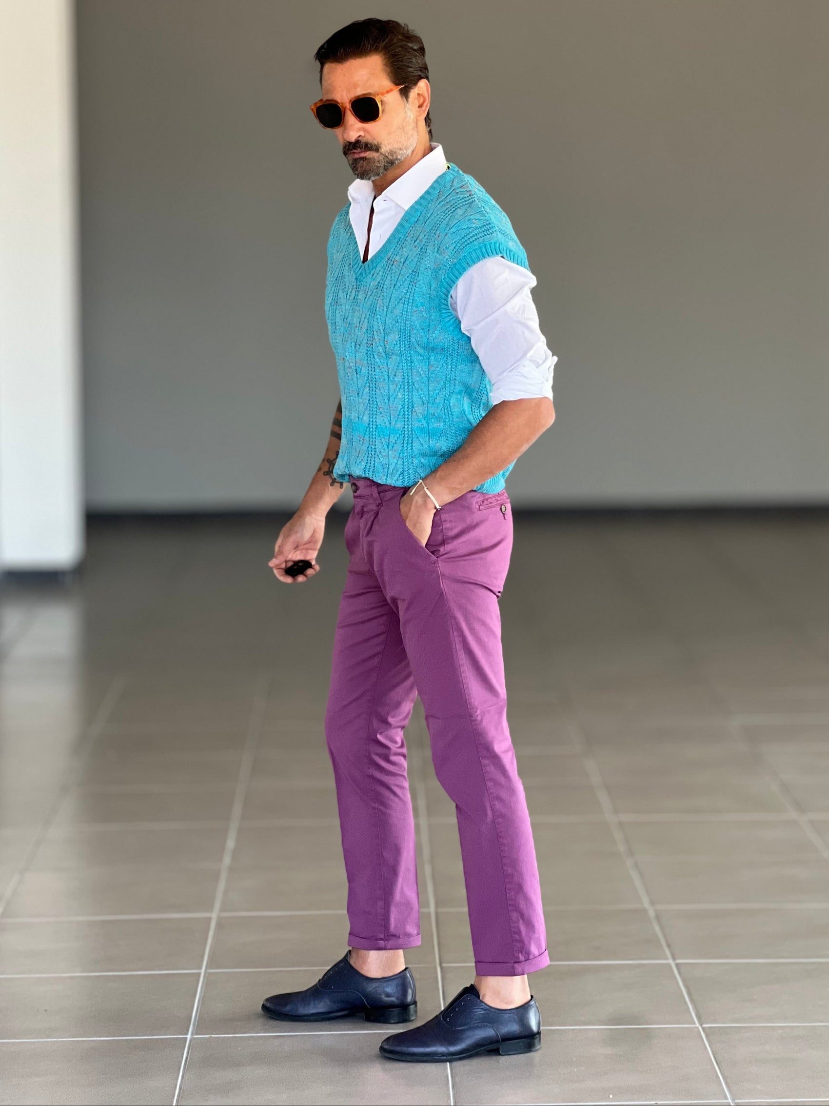 PANTALONE COTONE GLICINE   RASATO TASCA AMERICA