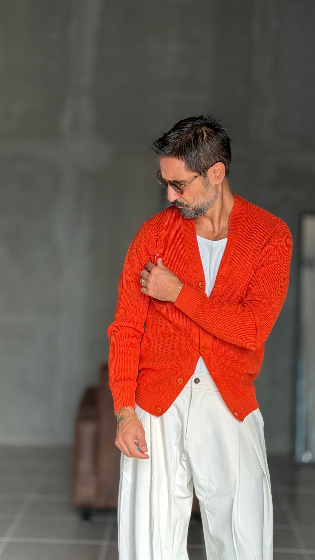 CARDIGAN ARANCIO MAGLIA INGLESE