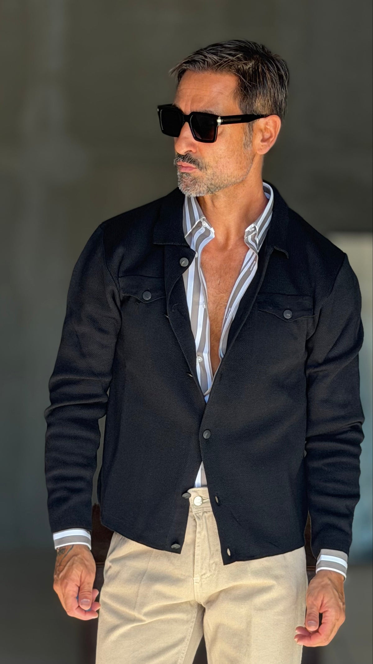 CARDIGAN  POLO NERO BOTTONE COPERTO