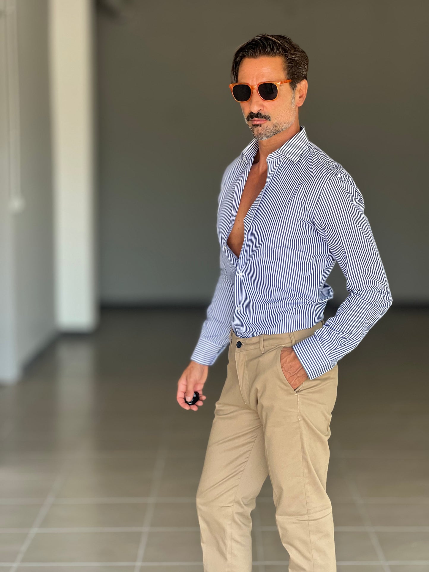 CAMICIA  DEPOT BACCHETTA BIANCA E BLU MEDIA