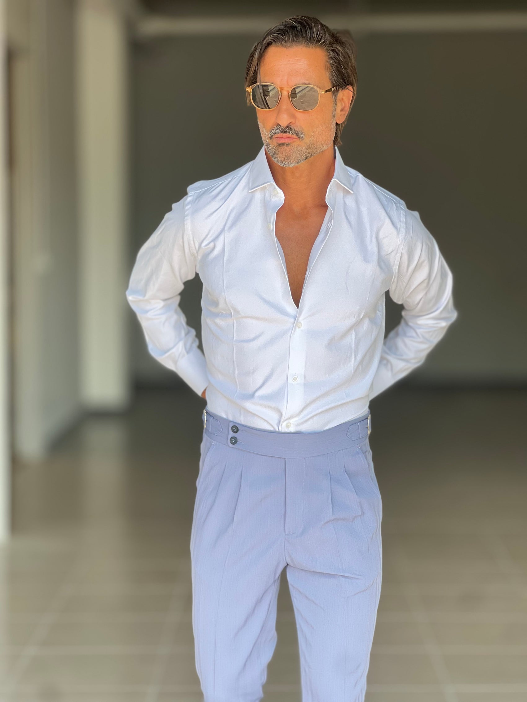 CAMICIA BIANCA OXFORD  DI COTONE STRECH PETRO'