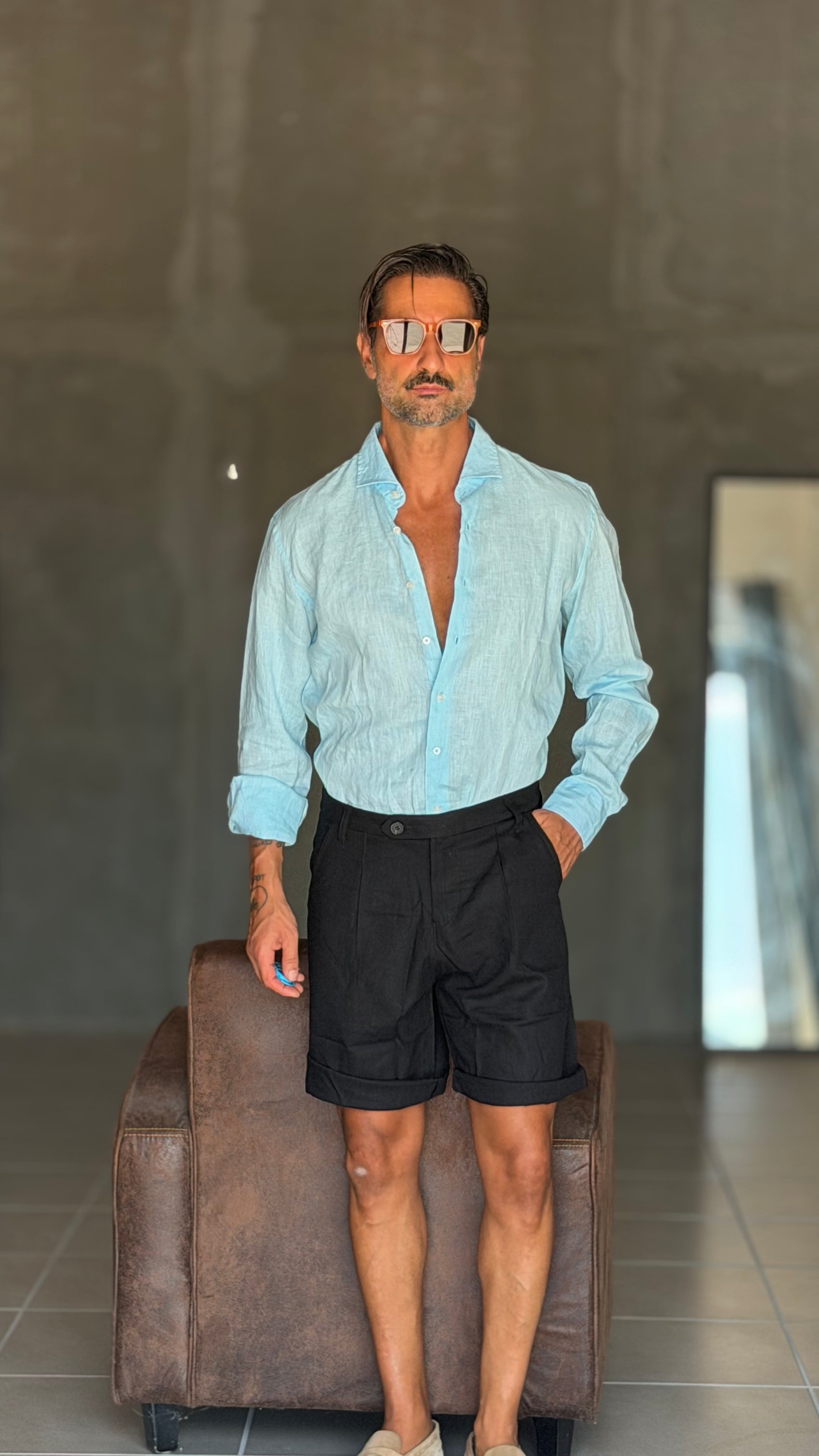 BERMUDA NERO LINO   PINCES