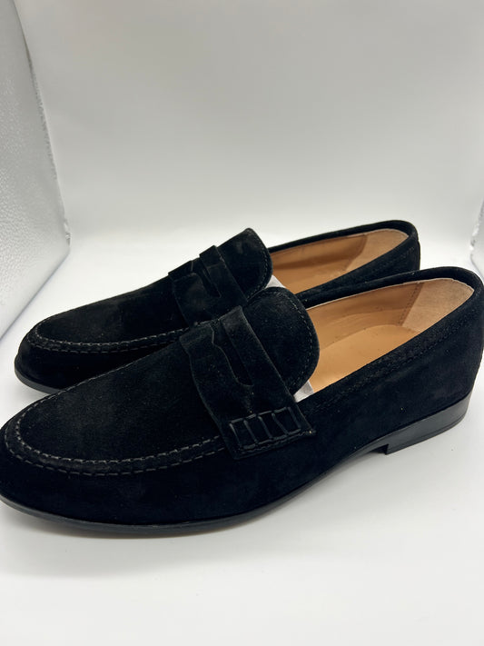 MOCASSINO CAMOSCIO NERO FASCIA IN TINTA