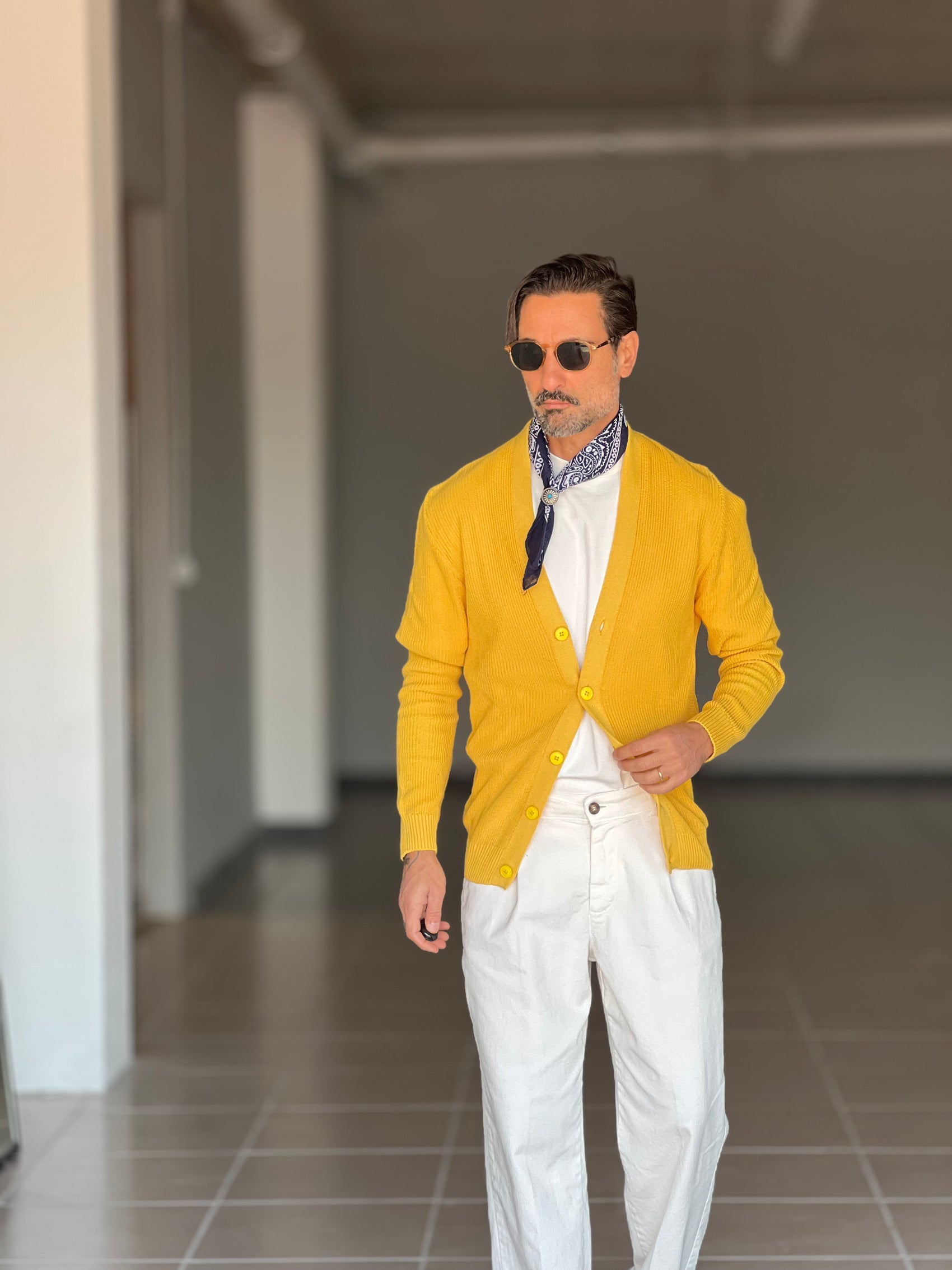 CARDIGAN GIALLO DERBY COTONE OVER FIT