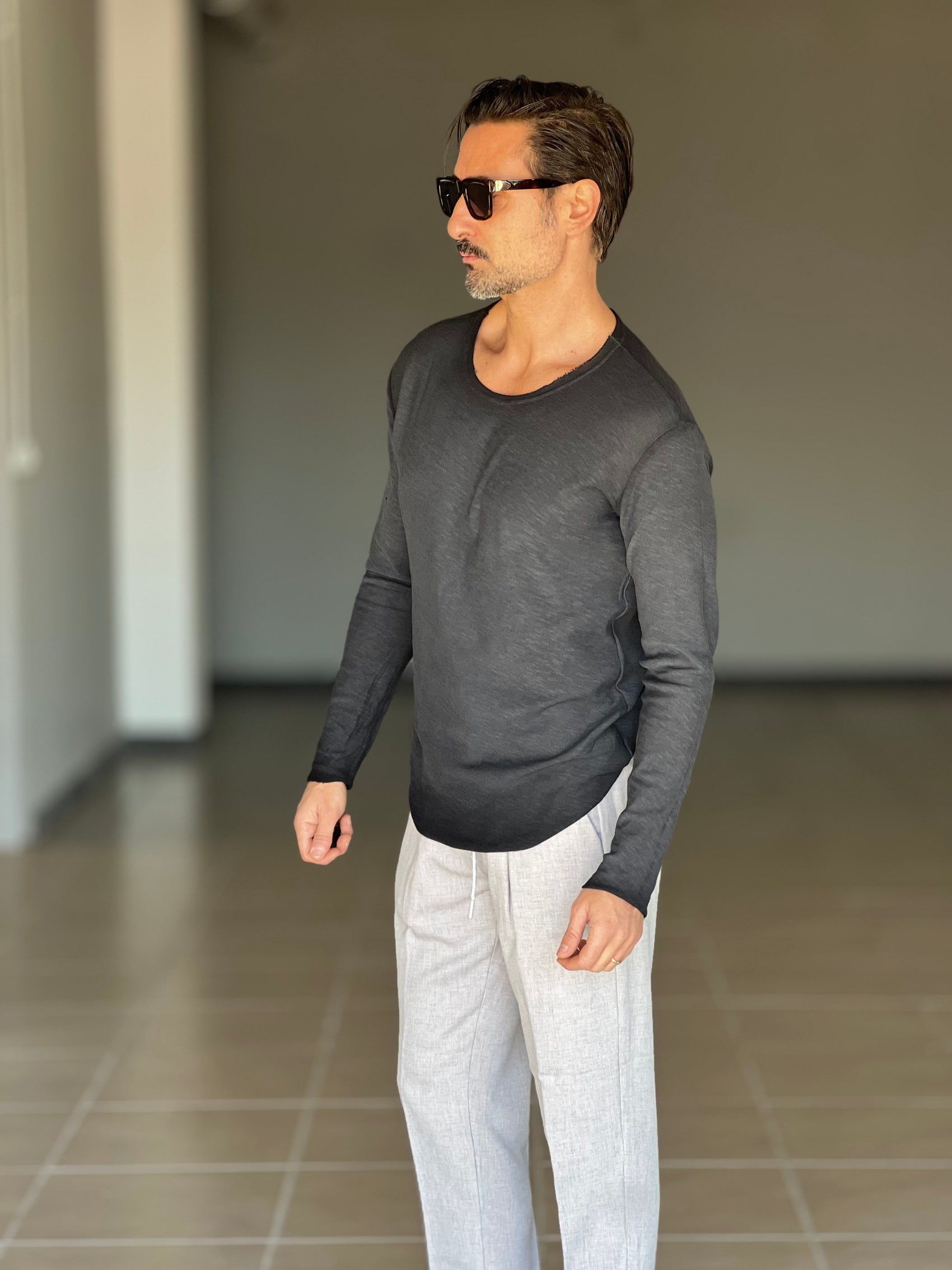 MAGLIA  XAGON NERA  SCOLLO BARCA DOUBLEFACE