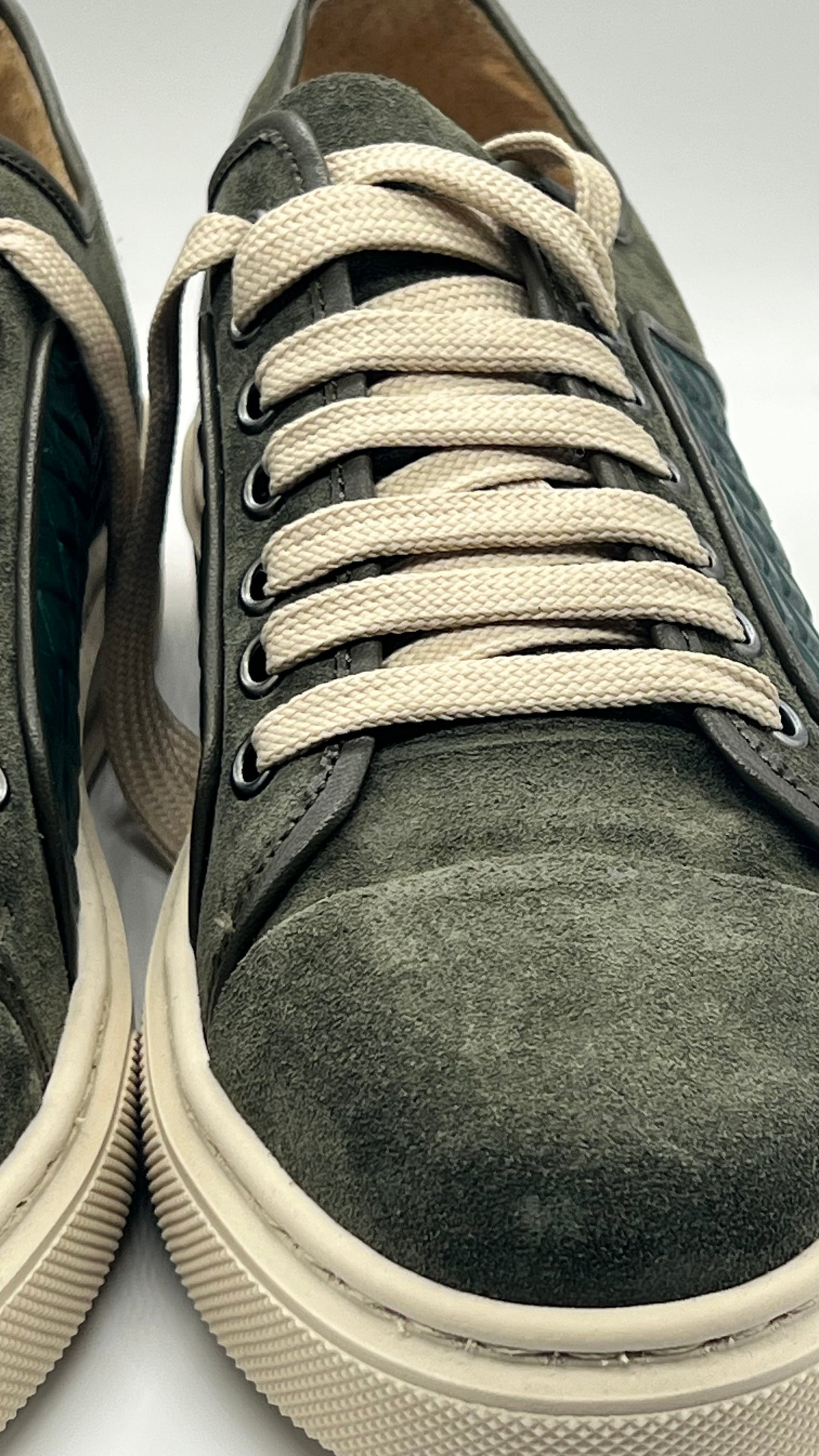 SNEAKER VERDE PELLE E CAMOSCIO