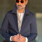 BLUE HIGH NECK COAT