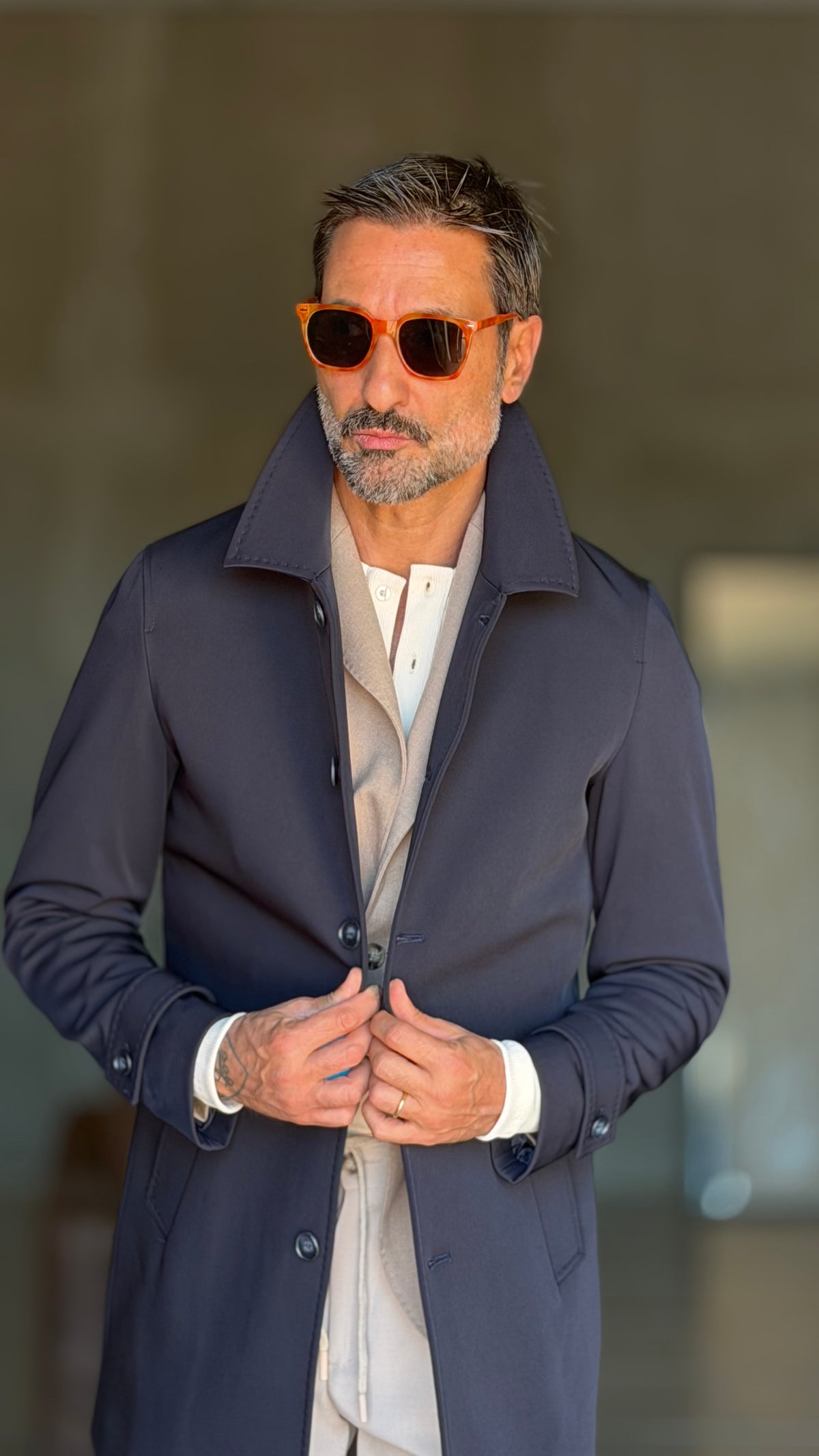 BLUE HIGH NECK COAT