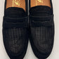 DOUBLE BUCKLE BLACK SUEDE LOAFERS