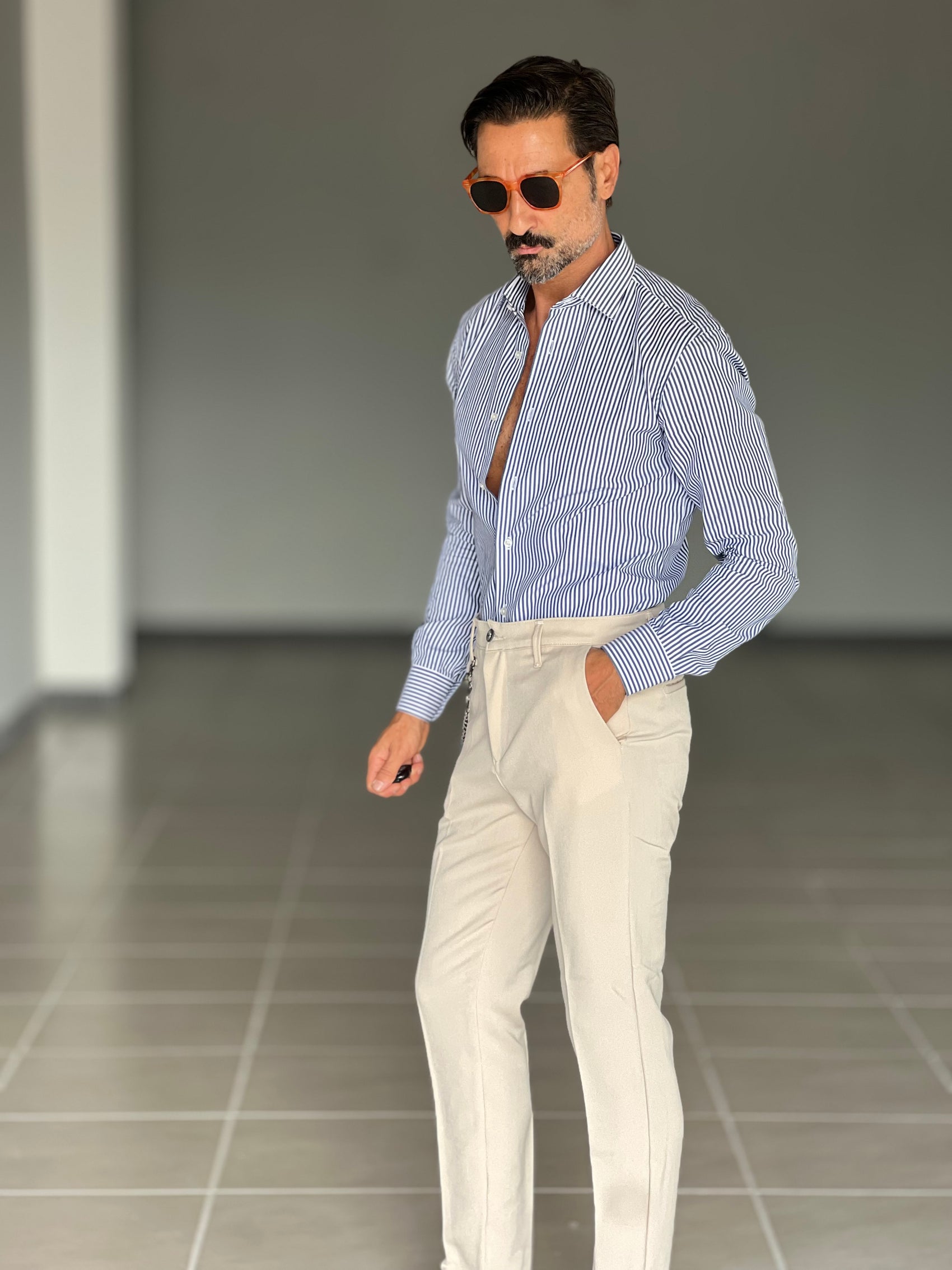 PANTALONE BEIGE VISCOSA E MISTI GAMBA DRITTA TASCA AMERICA