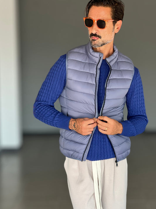 GILET  PIUMINO CELESTE MARE