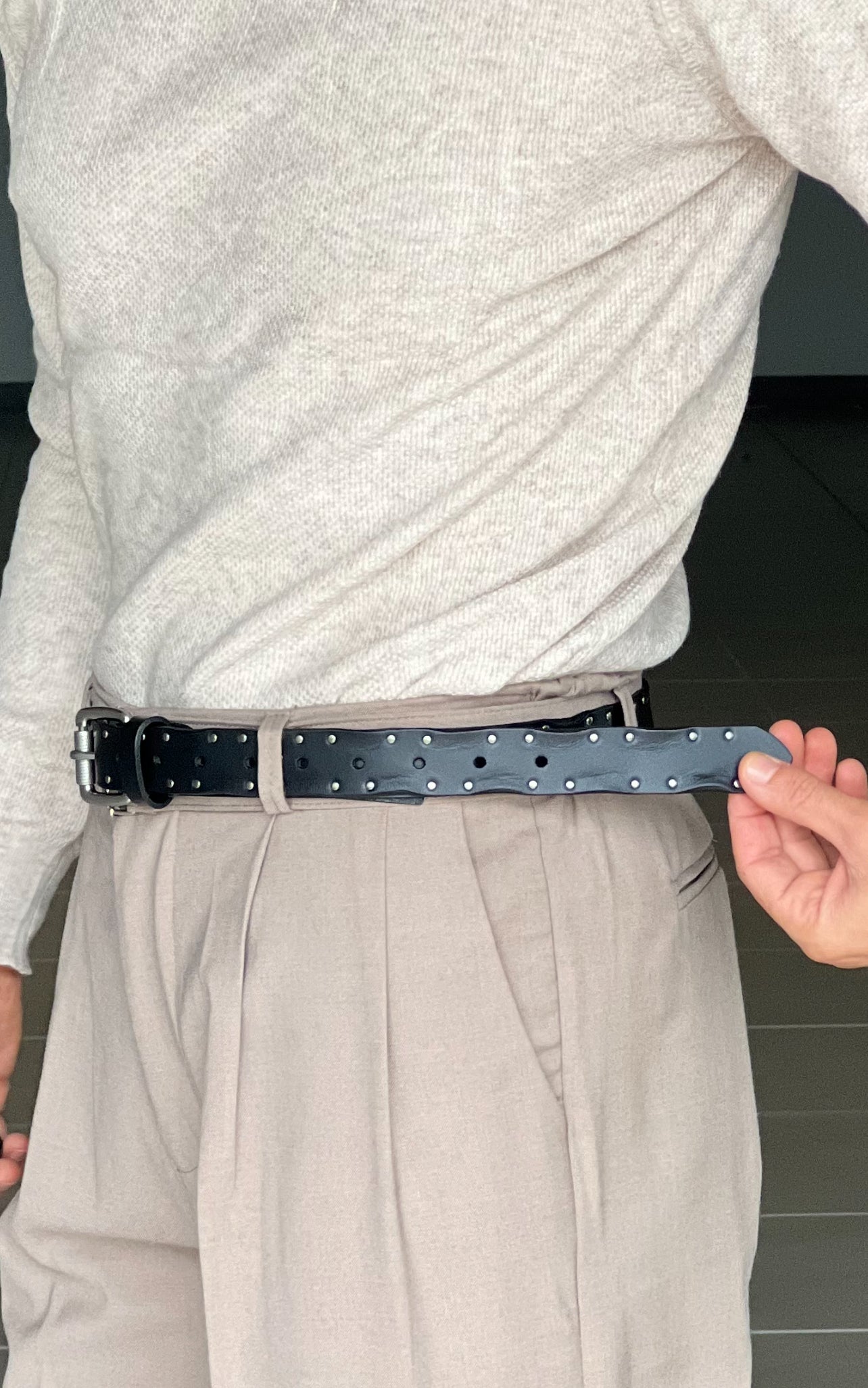 CINTURA  PELLE NERA SORRENTO  BORCHIA