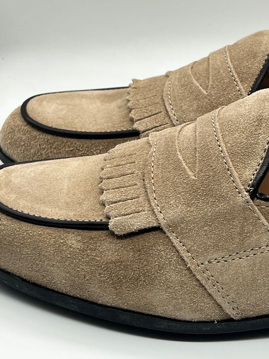 DOUBLE BUCKLE BLACK SUEDE LOAFERS