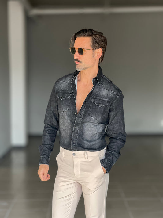 CAMICIA  DENIM GRIGIA TEXANA