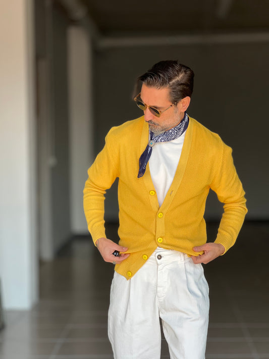 CARDIGAN GIALLO DERBY COTONE OVER FIT