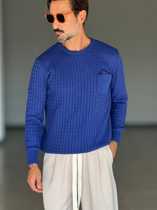 MAGLIA OPERATA  BLU ROYAL TOPPE AI GOMITI