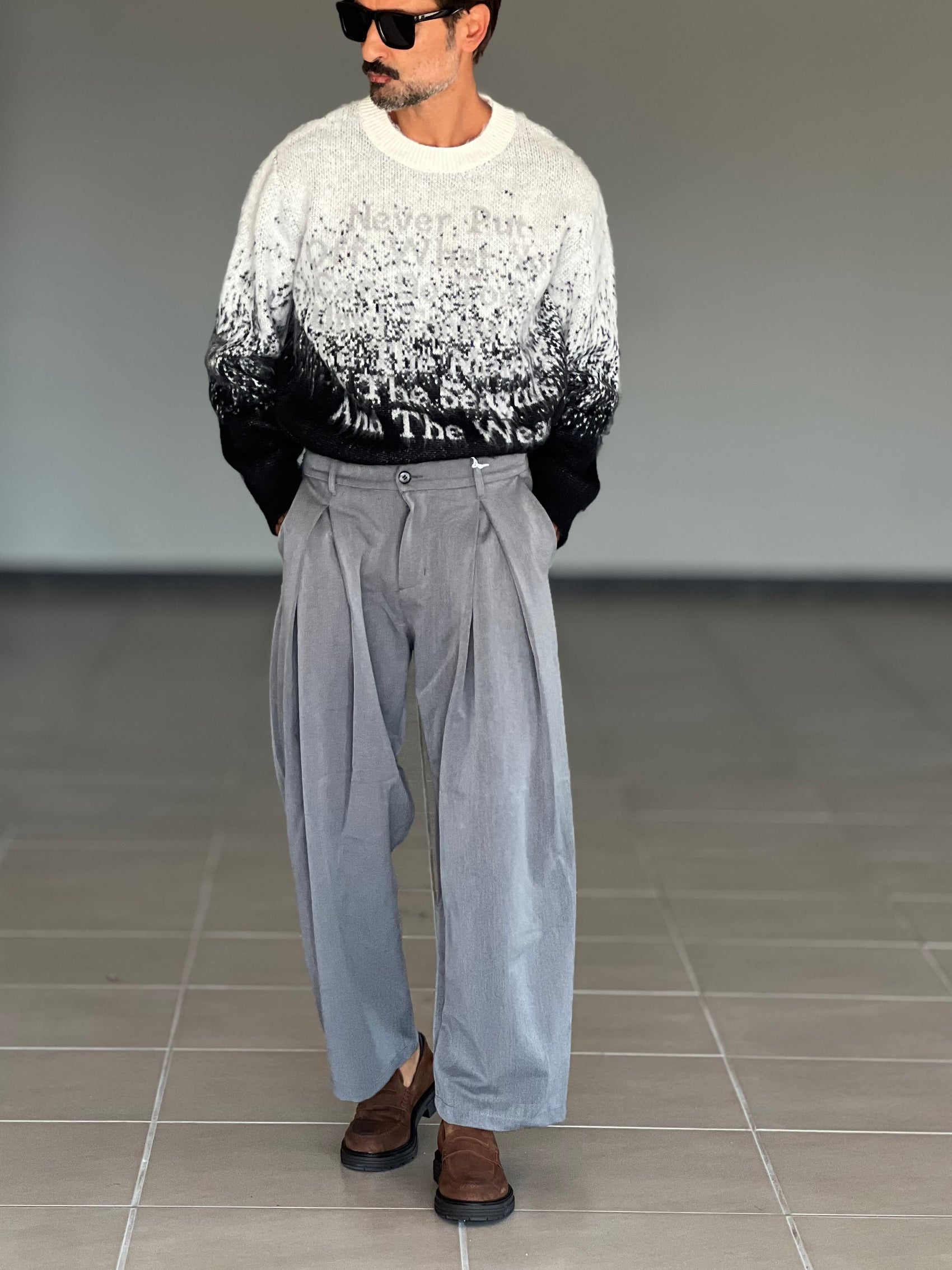 PANTALONE  FONDO AMPIO GRIGIO  DOPPIA PINCES