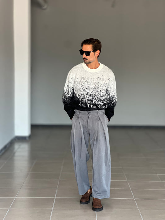 PANTALONE  FONDO AMPIO GRIGIO  DOPPIA PINCES