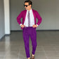 PANTALONE VELLUTO  VIOLA  PINCES VITA ALTA