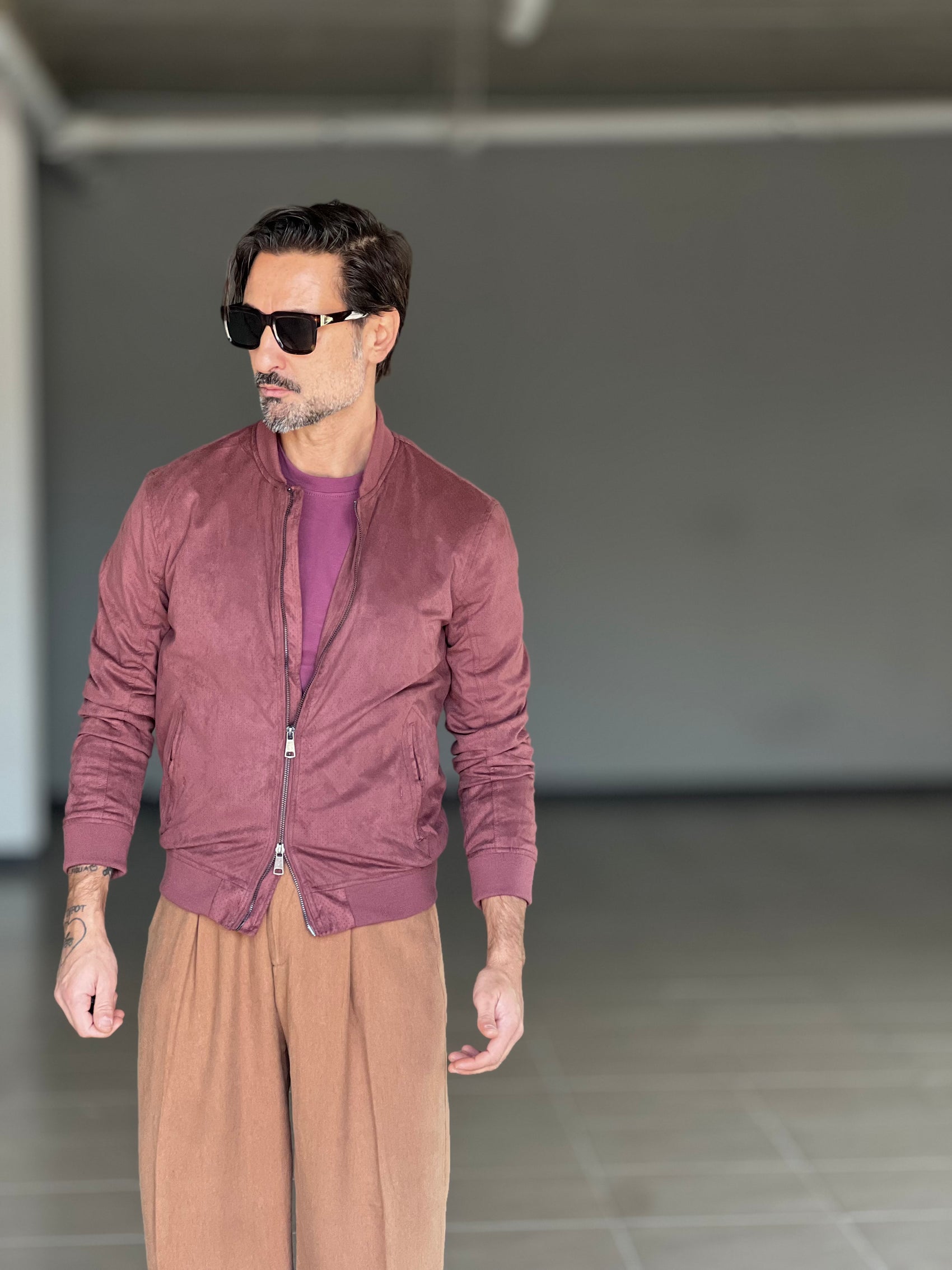 ECO-LEATHER BIKER WITH BLACK ON BLACK STUD