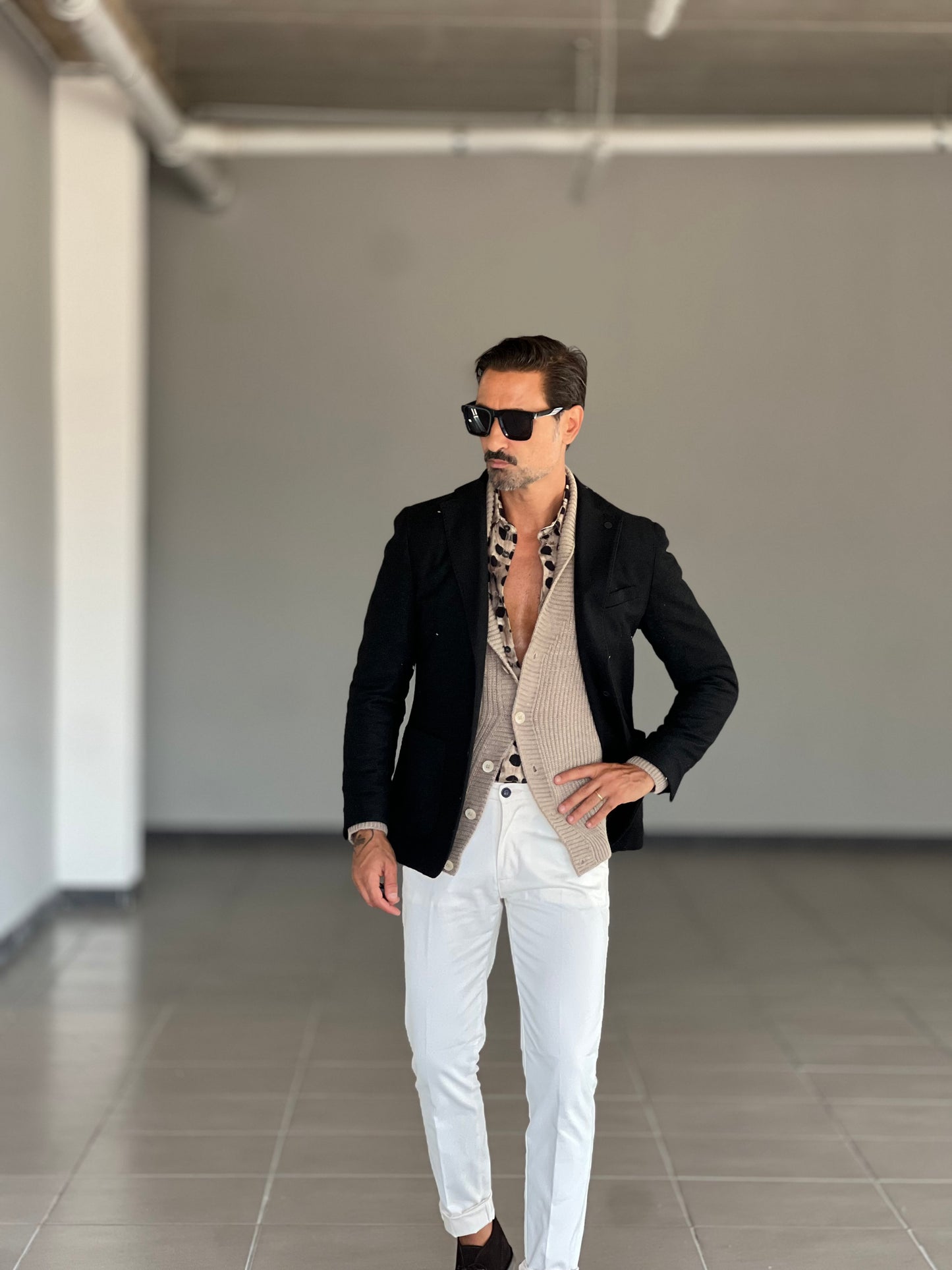 GIACCA LANA E MISTI NERA XAGON MONOPETTO