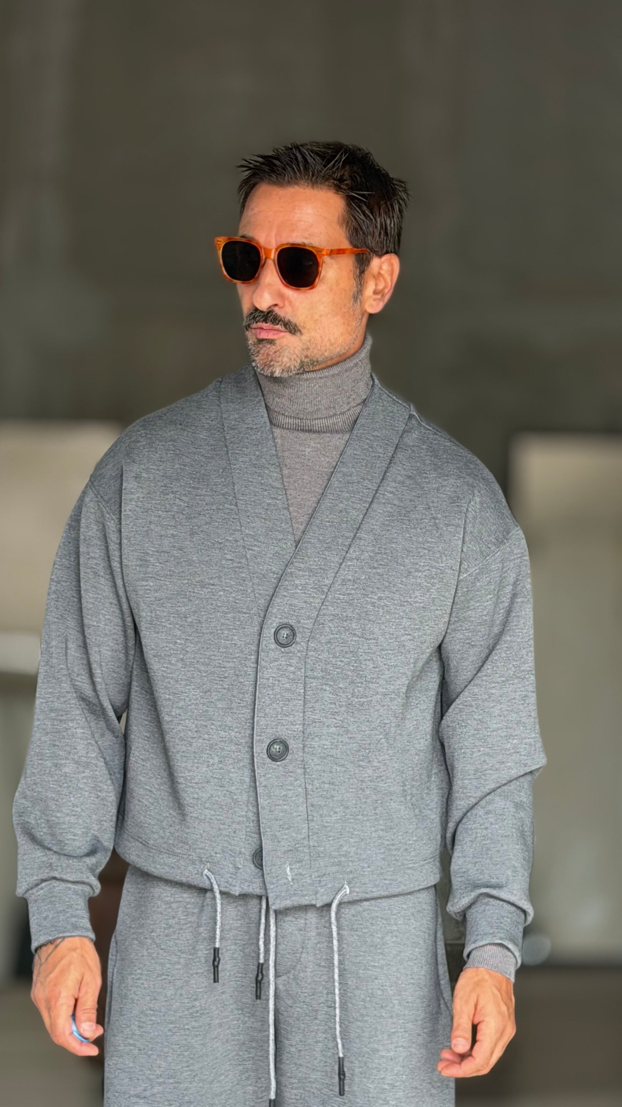 CARDIGAN GRIGIO FELPA CROP 257 (ABBINABILE AL PANTALONE FELPA  257)