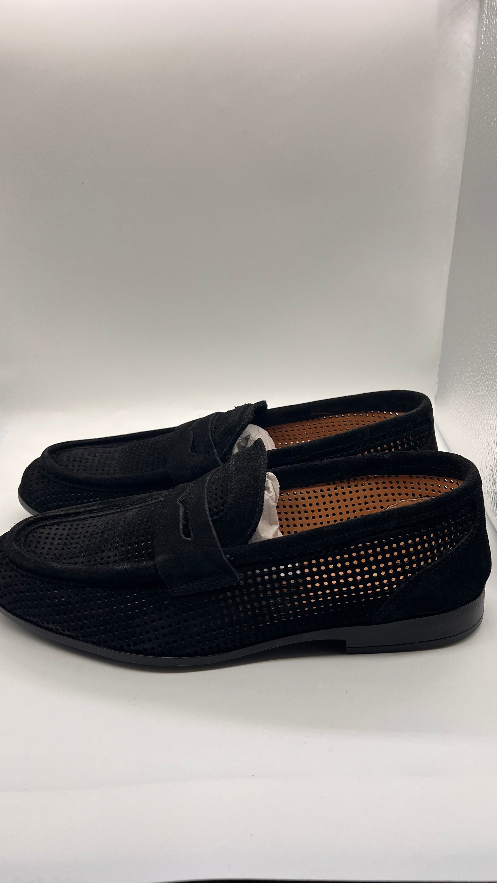 DOUBLE BUCKLE BLACK SUEDE LOAFERS