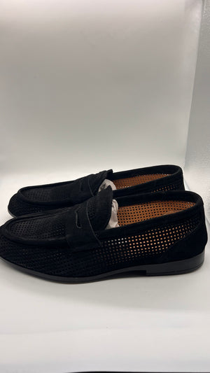 DOUBLE BUCKLE BLACK SUEDE LOAFERS