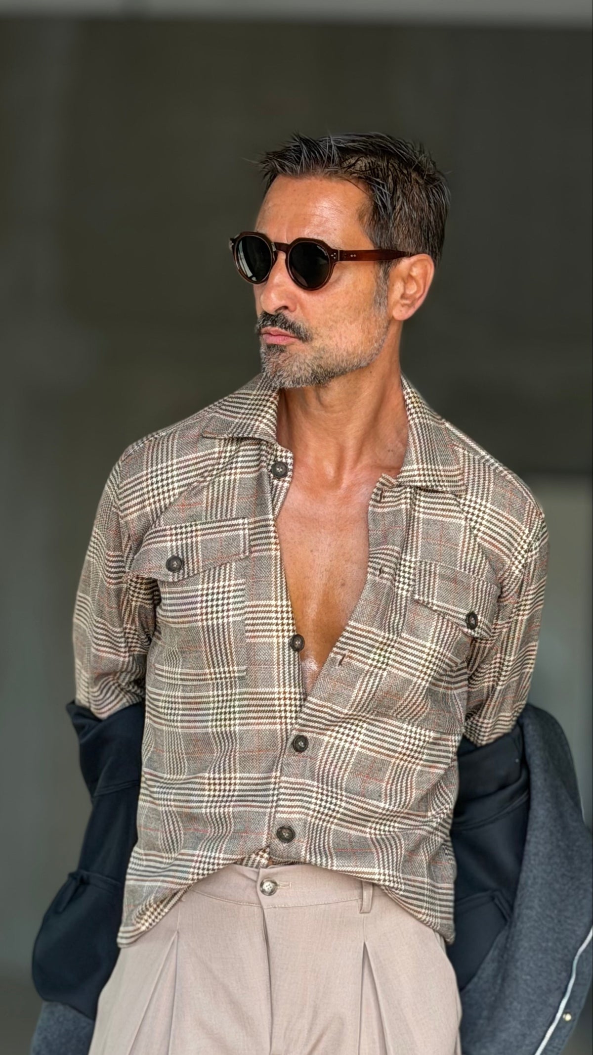 CAMICIA  FLANELLA QUADRO GALLES BEIGE