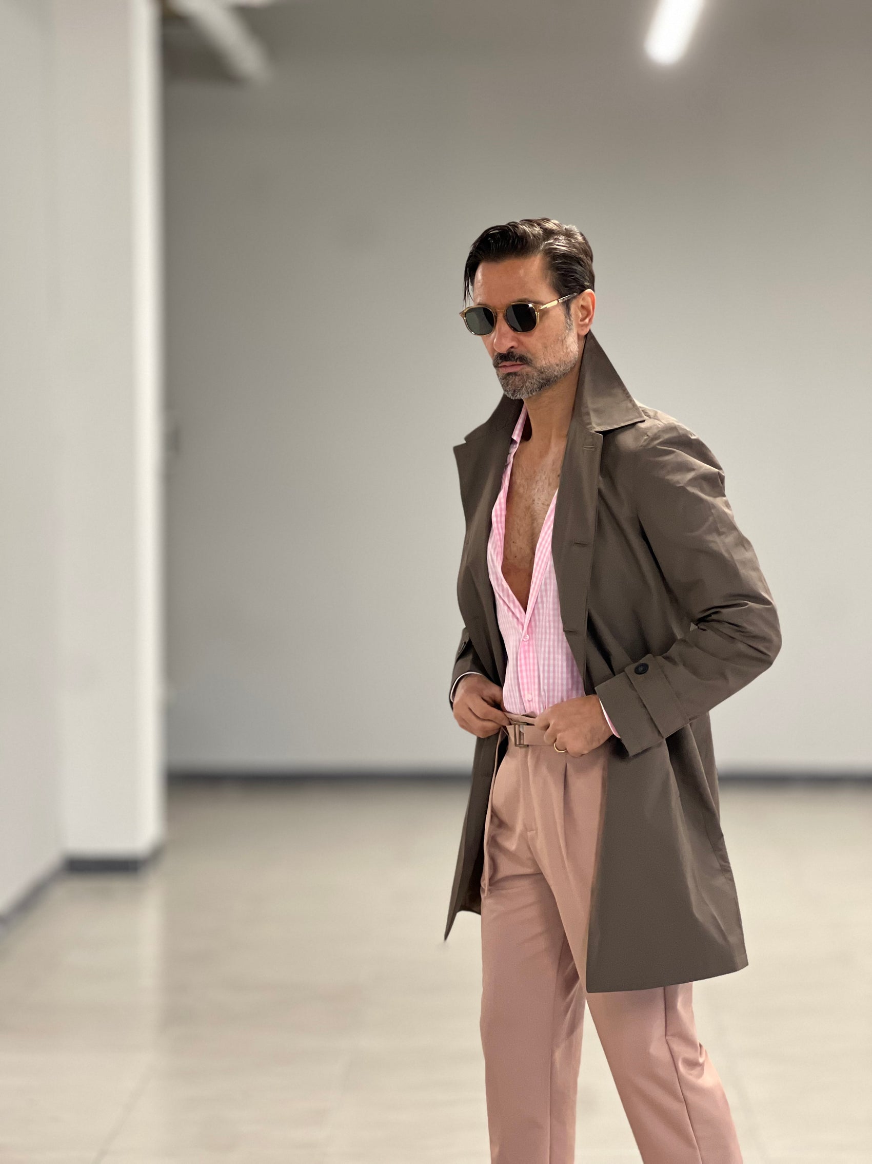 TRENCH MORO TESSUTO TECNICO IMPERMIABILE COLLO CAMICIA 007