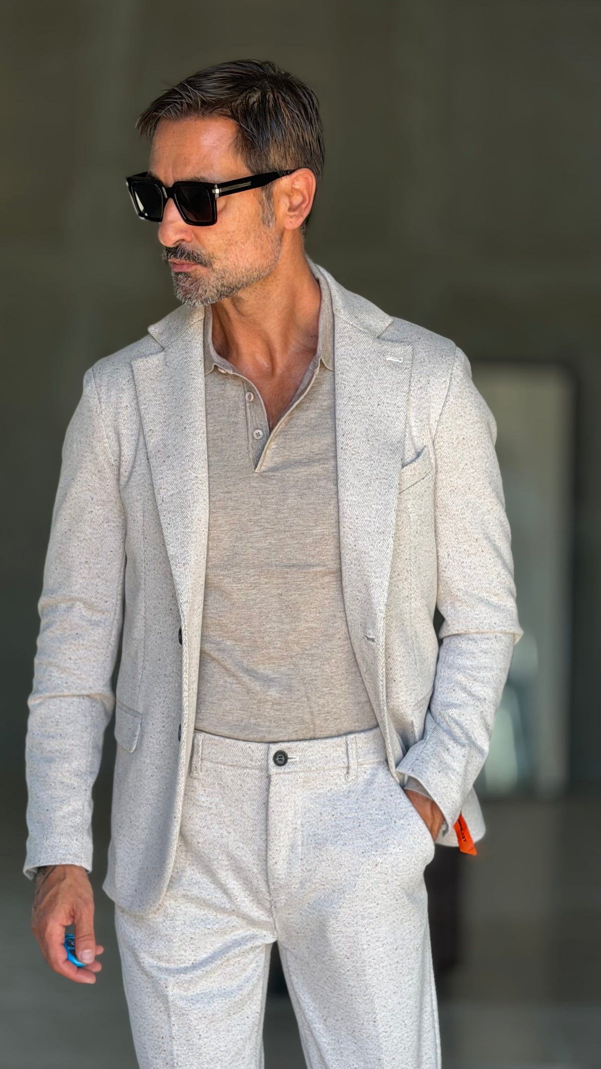 GIACCA PANNA BOTTONATA TELAMIRA 600 ( ABBINABILE AL PANTALONE TELAMIRA 600)