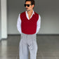 GILET  MAGLIA ROSSO   TRECCIA INGLESE