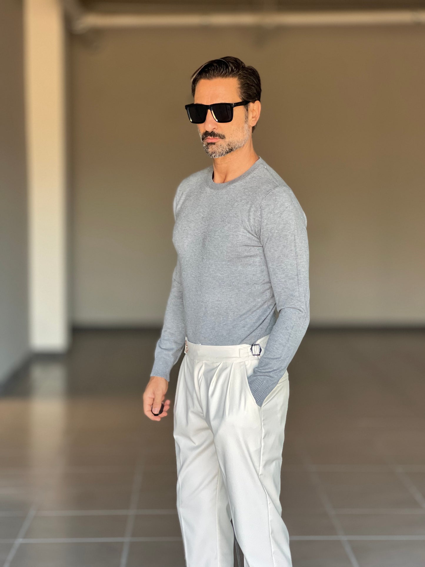 MAGLIA GIRO GRIGIO   VISCOSA E MISTI