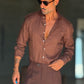 CAMICIA CAFFE  PURO    LINO