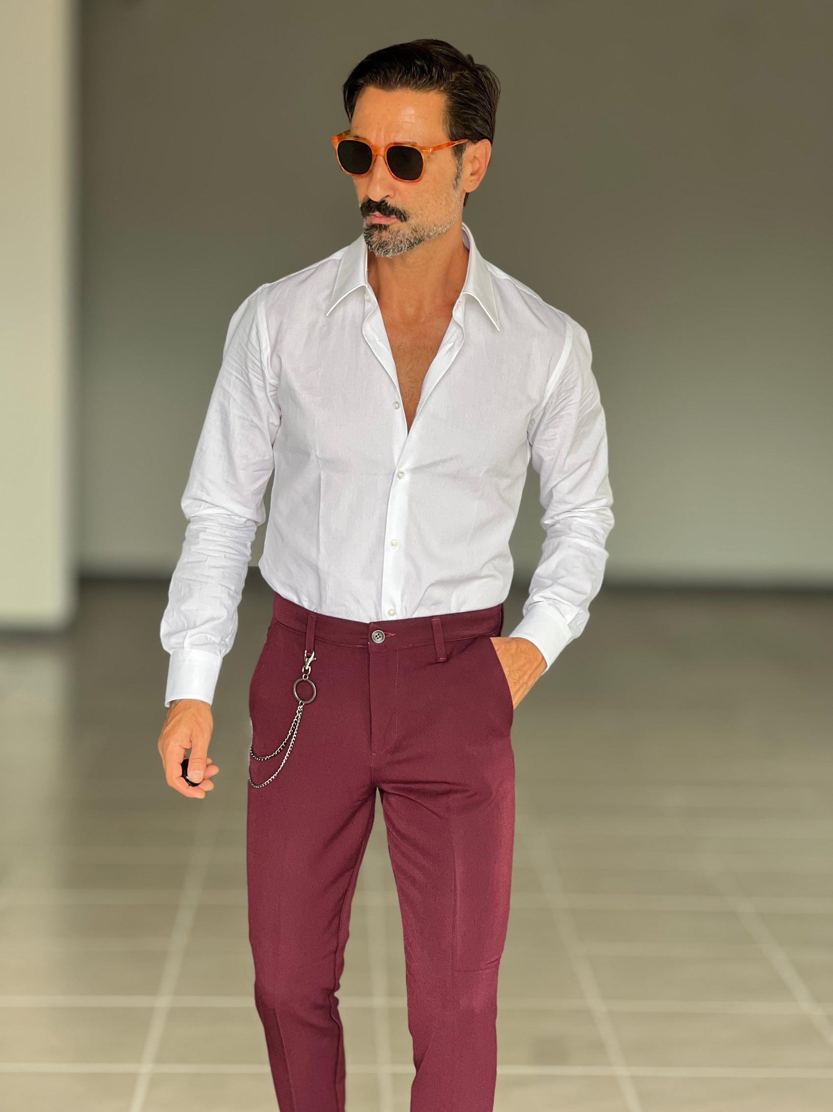 PANTALONE PRUGNA  VISCOSA E MISTI GAMBA DRITTA TASCA AMERICA