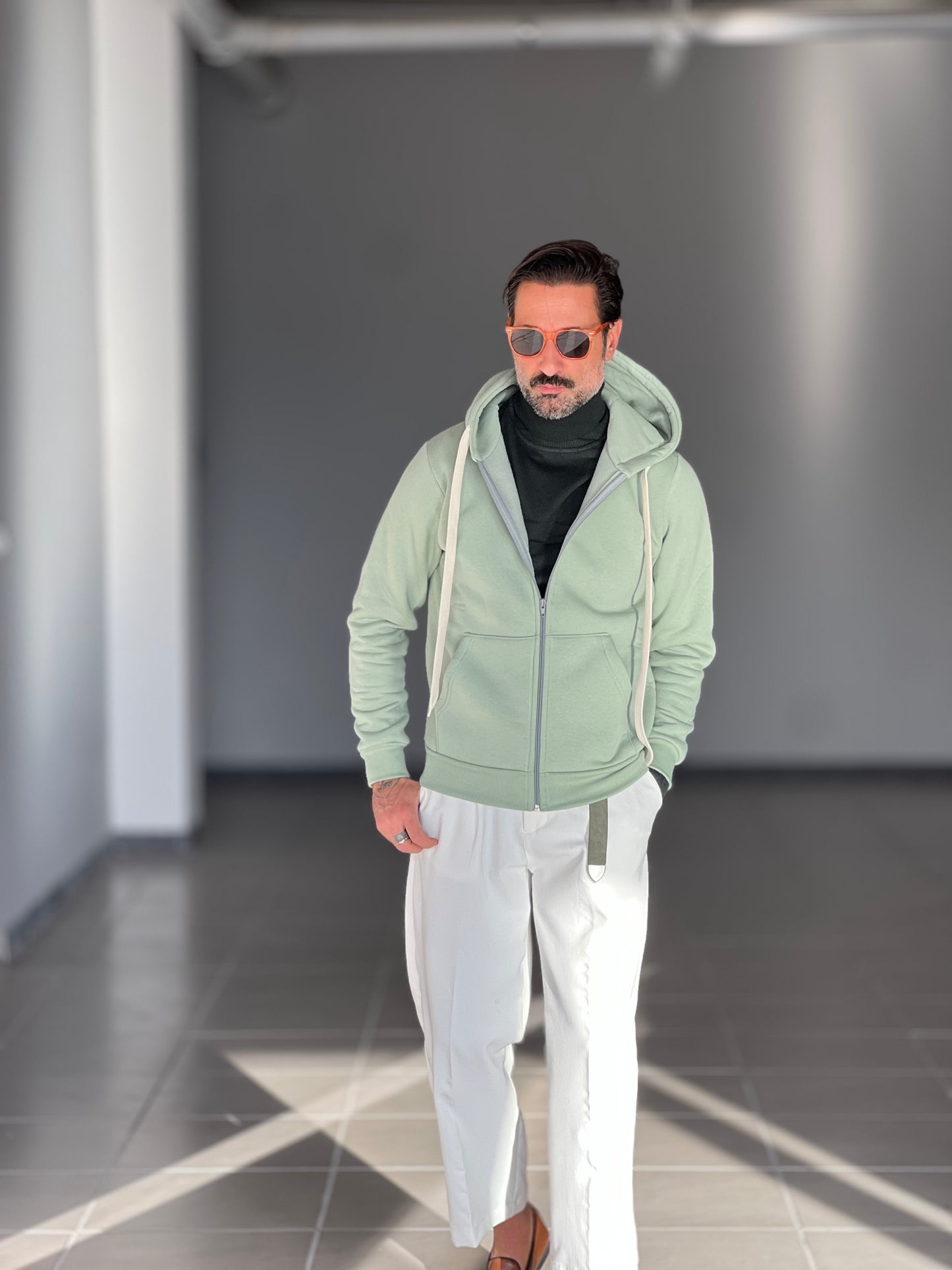 FELPA SALVIA DOPPIATA ZIP