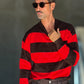 MAGLIA RIGA MORO E ROSSA CROP FIT