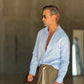 CAMICIA CELESTE COTONE EFFETTO LINO