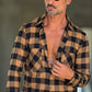 CAMICIA  FLANELLA QUADRO NERO E CARAMELLO 346