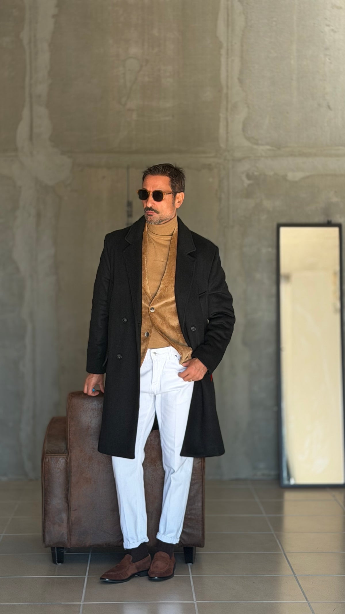 CAPPOTTO NERO DOPPIPETTO OVER FIT EFFETTO PANNO VISCOSA E MISTI TELAMIRA