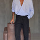 WHITE VISCOSE TROUSERS WITH REGULAR BOTTOM