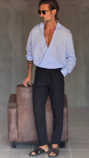 WHITE VISCOSE TROUSERS WITH REGULAR BOTTOM