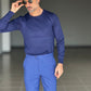 MAGLIA  GIRO BLU  FILO COTONE RASATO