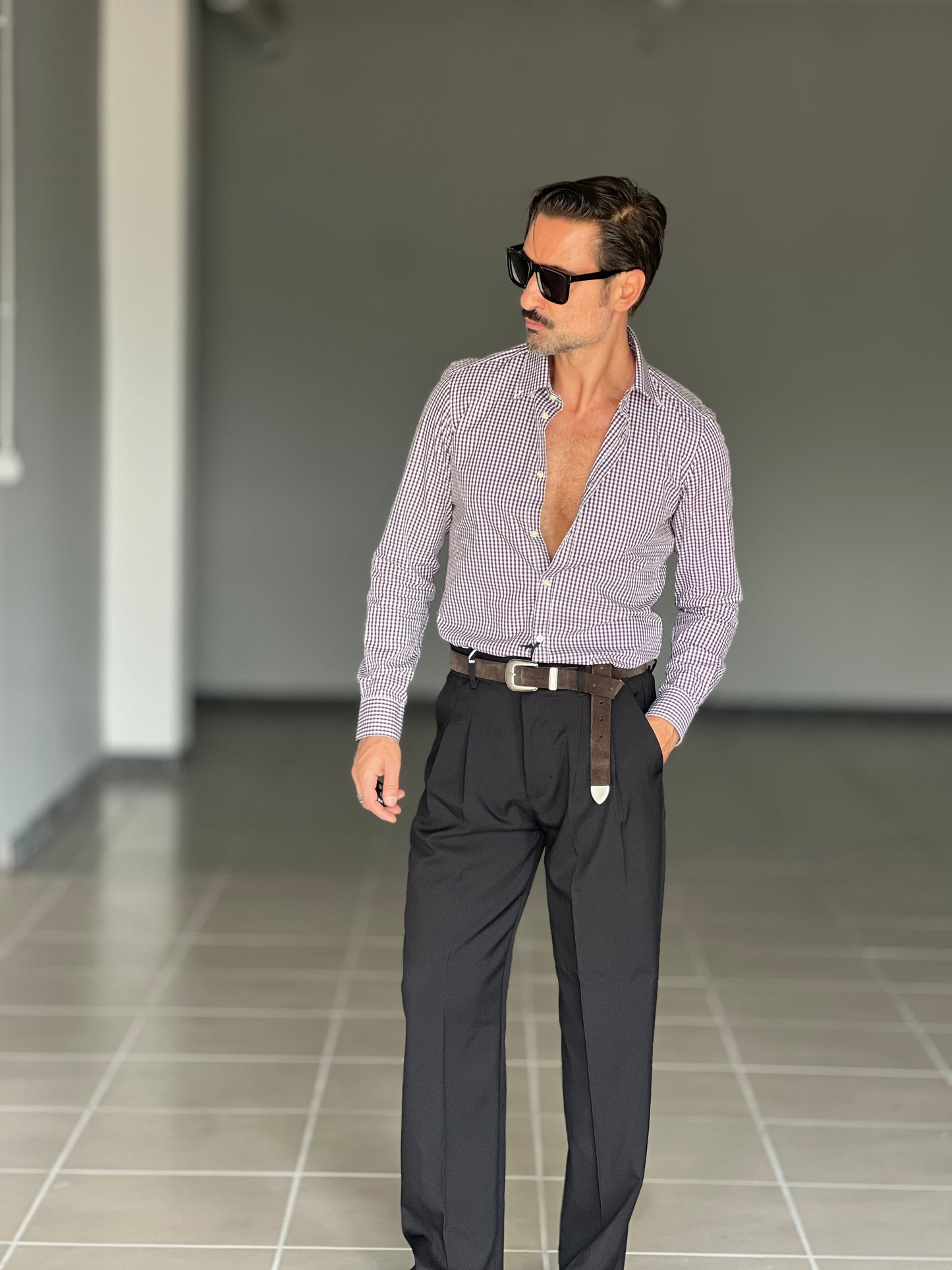 BLACK CHAIN ​​VISCOSE TROUSERS