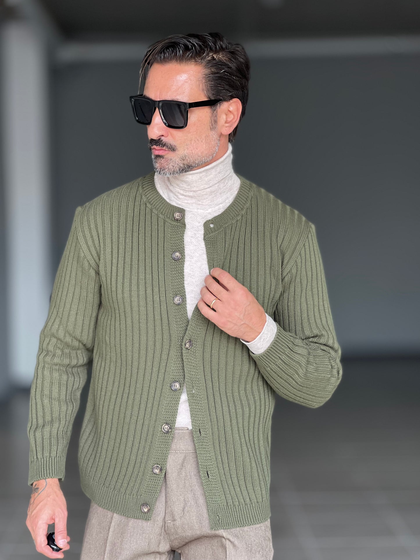 CARDIGAN VERDE   GIROCOLLO BERBY
