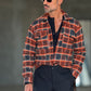 CAMICIA  FLANELLA QUADRO ARANCIO NERO STAMPA SPALLE 1003