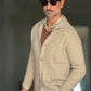 CARDIGAN  POLO BEIGE  LAVORAZIONE CESTINO